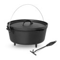 Kociołek garnek żeliwny myśliwski na ognisko grill śr. 37cm 10.75L + NÓŻKI