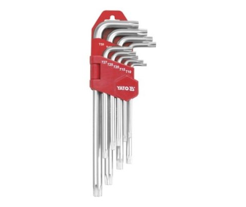 YATO KLUCZE TORX FAJKOWE 9szt. T10-T50 BARDZO DŁUGIE, Z OTWOREM 0512