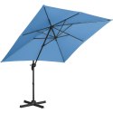 Parasol ogrodowy boczny na wysięgniku kwadratowy 250 x 250 cm niebieski