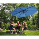 Parasol ogrodowy na wysięgniku bocznym uchylny okrągły śr. 300 cm niebieski