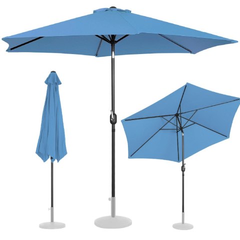 Parasol ogrodowy okrągły duży uchylny z korbką śr. 300 cm niebieski