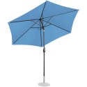 Parasol ogrodowy okrągły duży uchylny z korbką śr. 300 cm niebieski