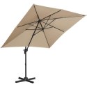 Parasol ogrodowy boczny na wysięgniku kwadratowy 250 x 250 cm szarobrązowy