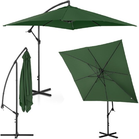 Parasol ogrodowy na wysięgniku kwadratowy 250 x 250 cm zielony