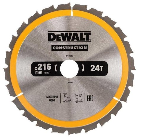 DEWALT PIŁA TARCZ.216x30mmx24z