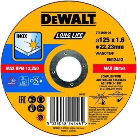 DEWALT TARCZA METAL 125x1,6mm