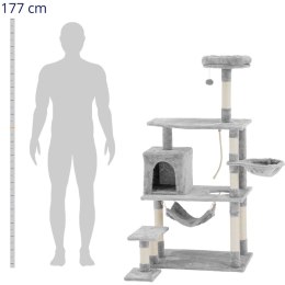 Drapak wieża domek dla kota piłka hamak lina 74x73x158cm UNI_CT_04