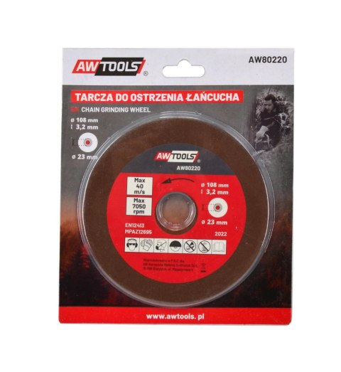 AWTOOLS TARCZA DO OSTRZENIA ŁAŃCUCHA 108x23,2x3,2 mm