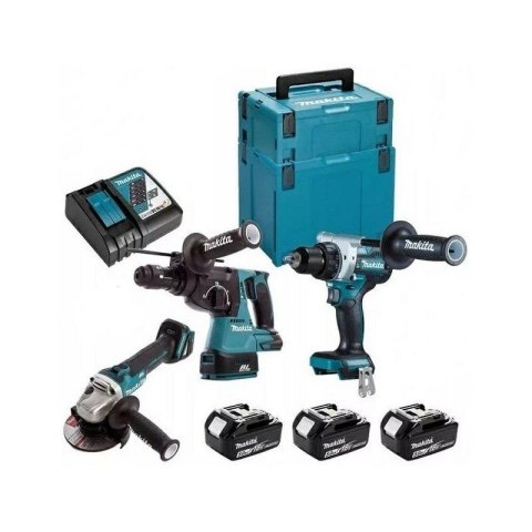 MAKITA.ZES.COMBO 18V DLX3157TJ (DDF486+DGA506+DHR243) 3x5,0Ah 2x MAKPAC