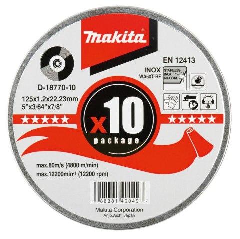 MAKITA TARCZA DO CIĘCIA METALU 125mm x 1,2mm x 22,23mm /10szt.