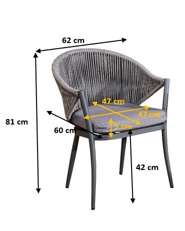 Aluminiowe krzesło BREVE z plecionej liny Aluminiowe krzesło BREVE z plecionej liny