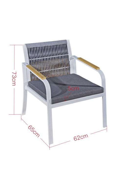 Zestaw mebli aluminiowych RARO z plecioną liną Zestaw mebli aluminiowych RARO z plecioną liną